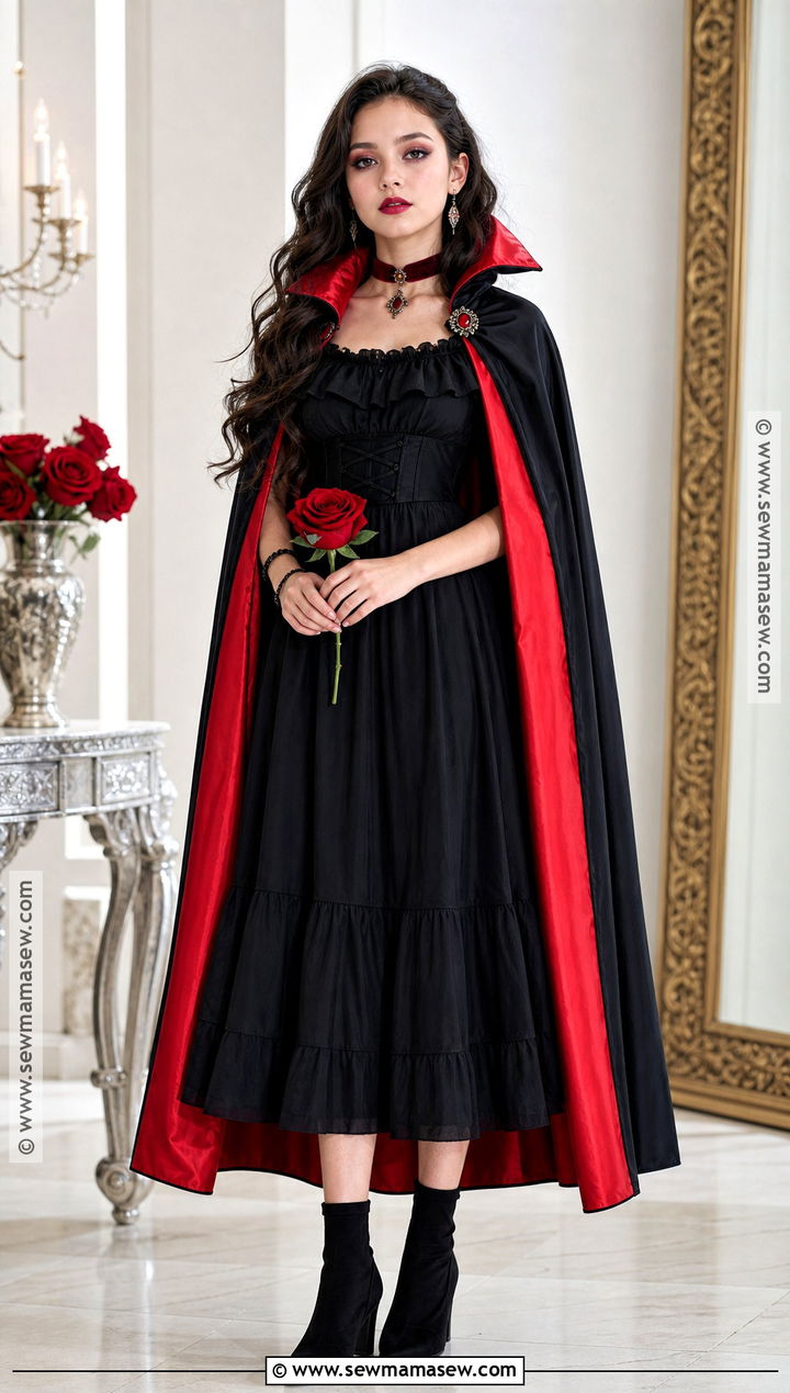 Classic Vampire Costume With Red Cape - 30 halloween costume ideas for teenage for girls