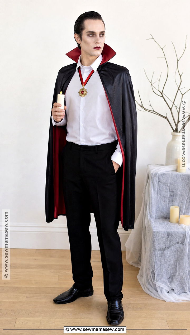 Classic Vampire Costume With Red Cape - 30 Low Budget Halloween Costumes