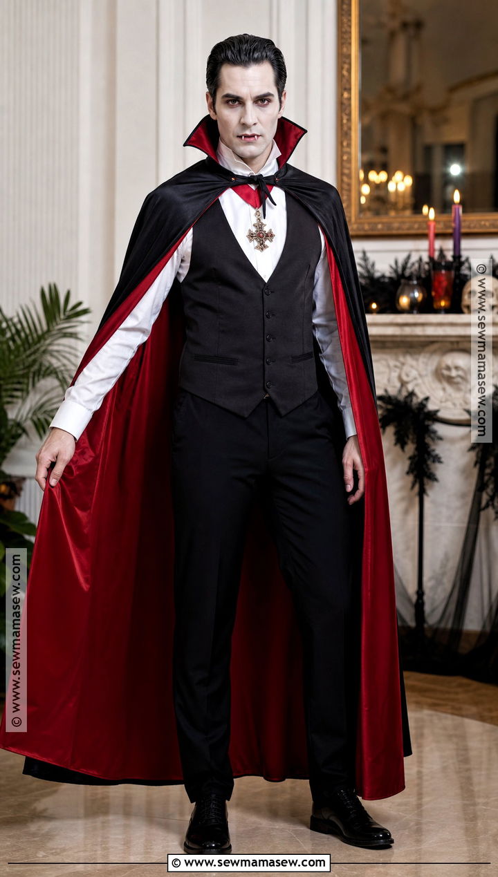 Classic Vampire Costume With Red Cape - 30 men's halloween costumes