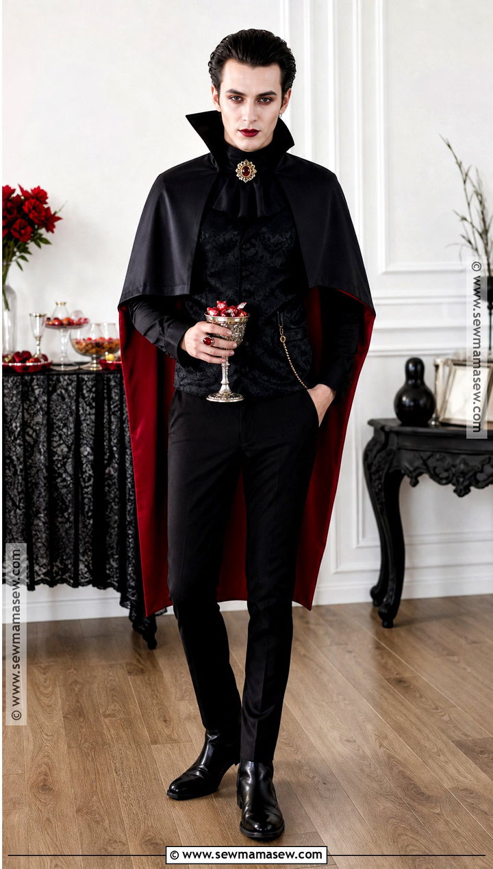 Classic Vampire Costume With Red Cape - 35 Halloween Costumes Easy Last Minute