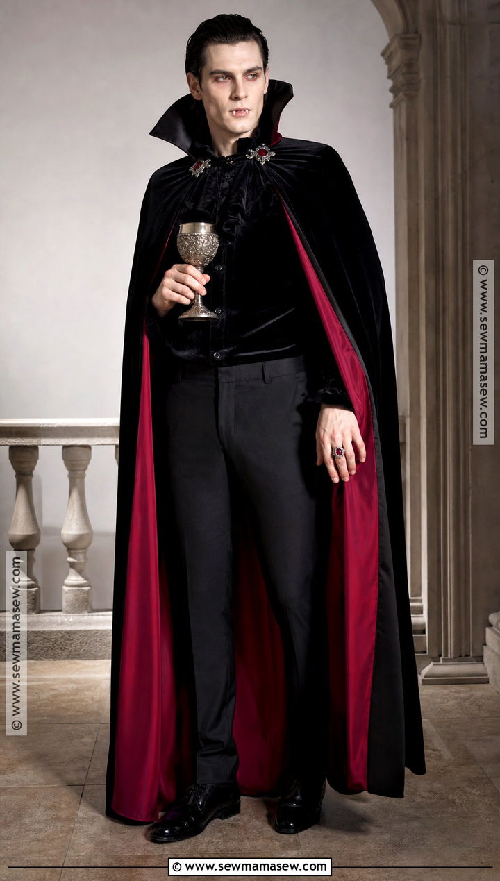 Classic Vampire Costume With Red Cape - 40 scary halloween costume ideas