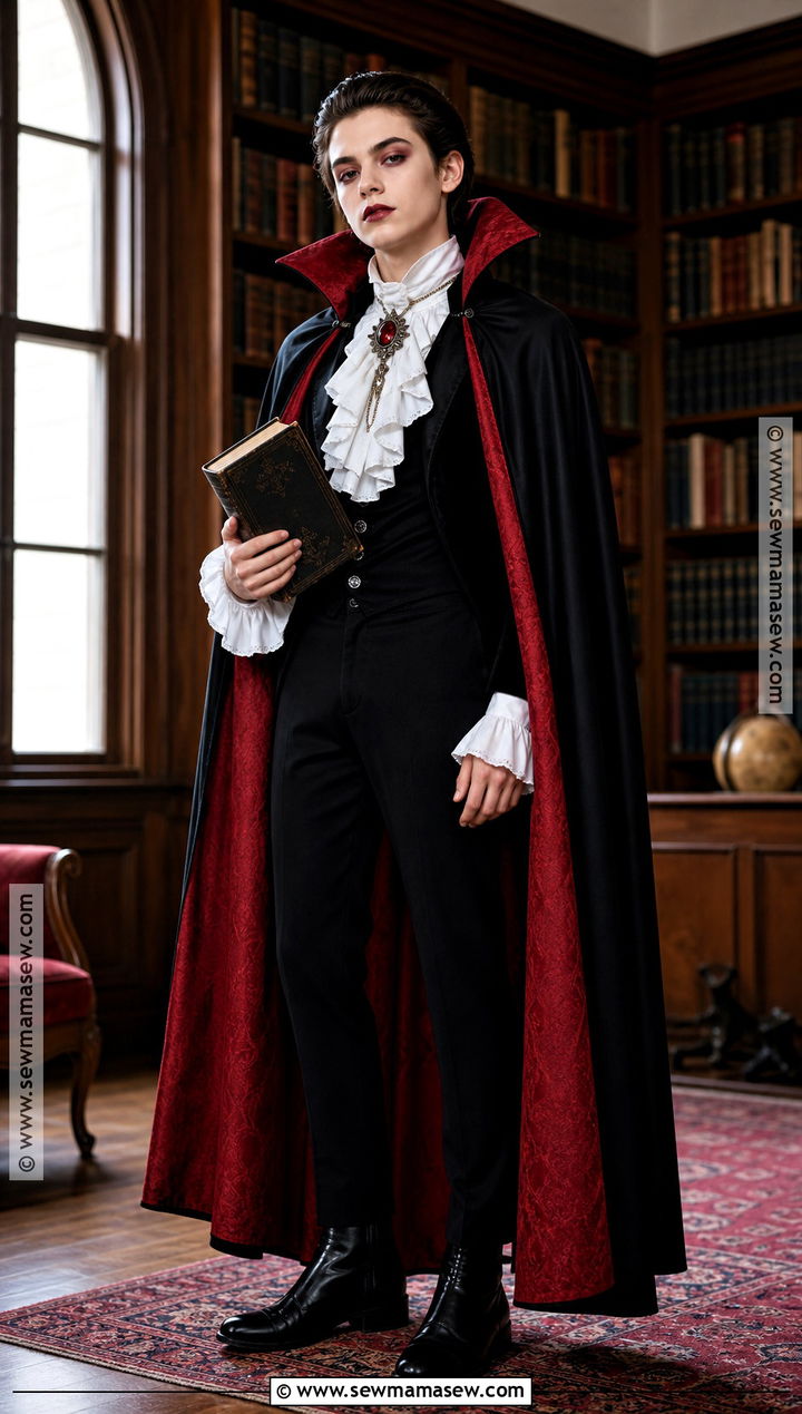 Classic Vampire Costume With Red Cape - 30 Good Halloween Costumes for Teenagers