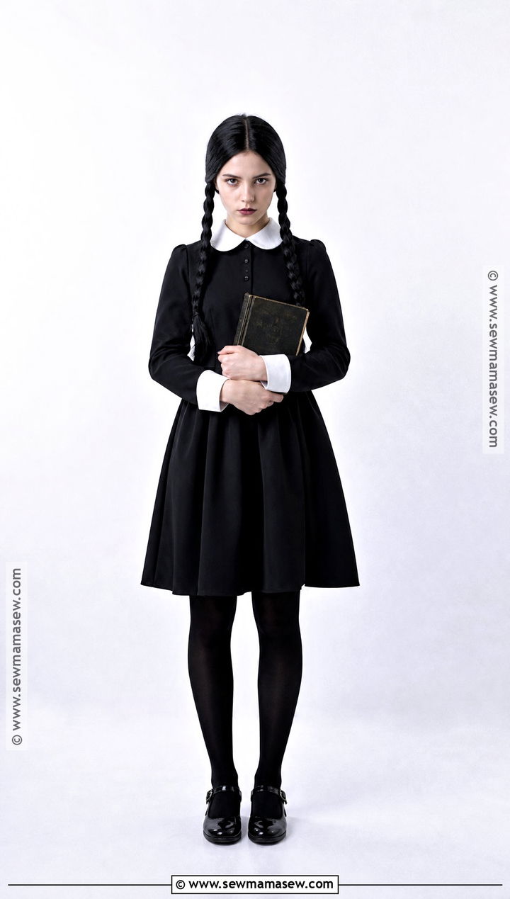 Classic Wednesday Addams Outfit With Black Dress - 45 wednesday addams outfit ideas