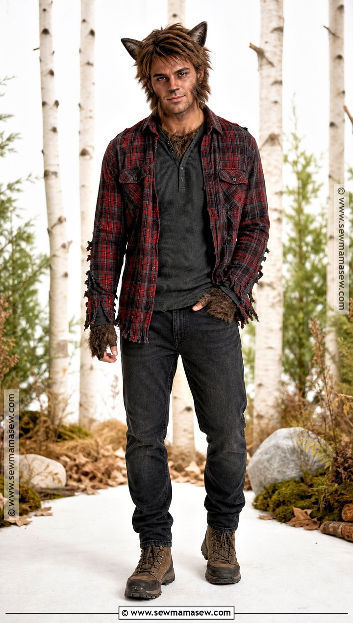 Classic Werewolf Costume With Plaid Shirt - 45 Halloween Costumes for Men