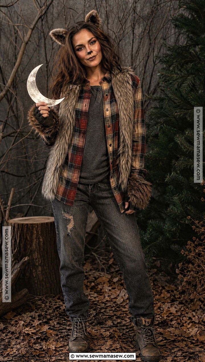 Classic Werewolf Costume With Plaid Shirt - 30 Masc Halloween Costumes for Women