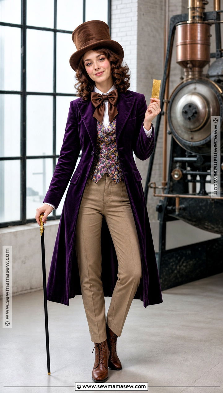 Classic Willy Wonka Costume With Purple Coat - 35 Willy Wonka Costume Ideas for Women
