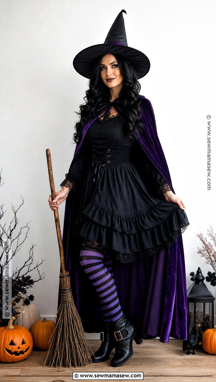 Classic Witch Costume With Black Dress - 35 halloween costumes single