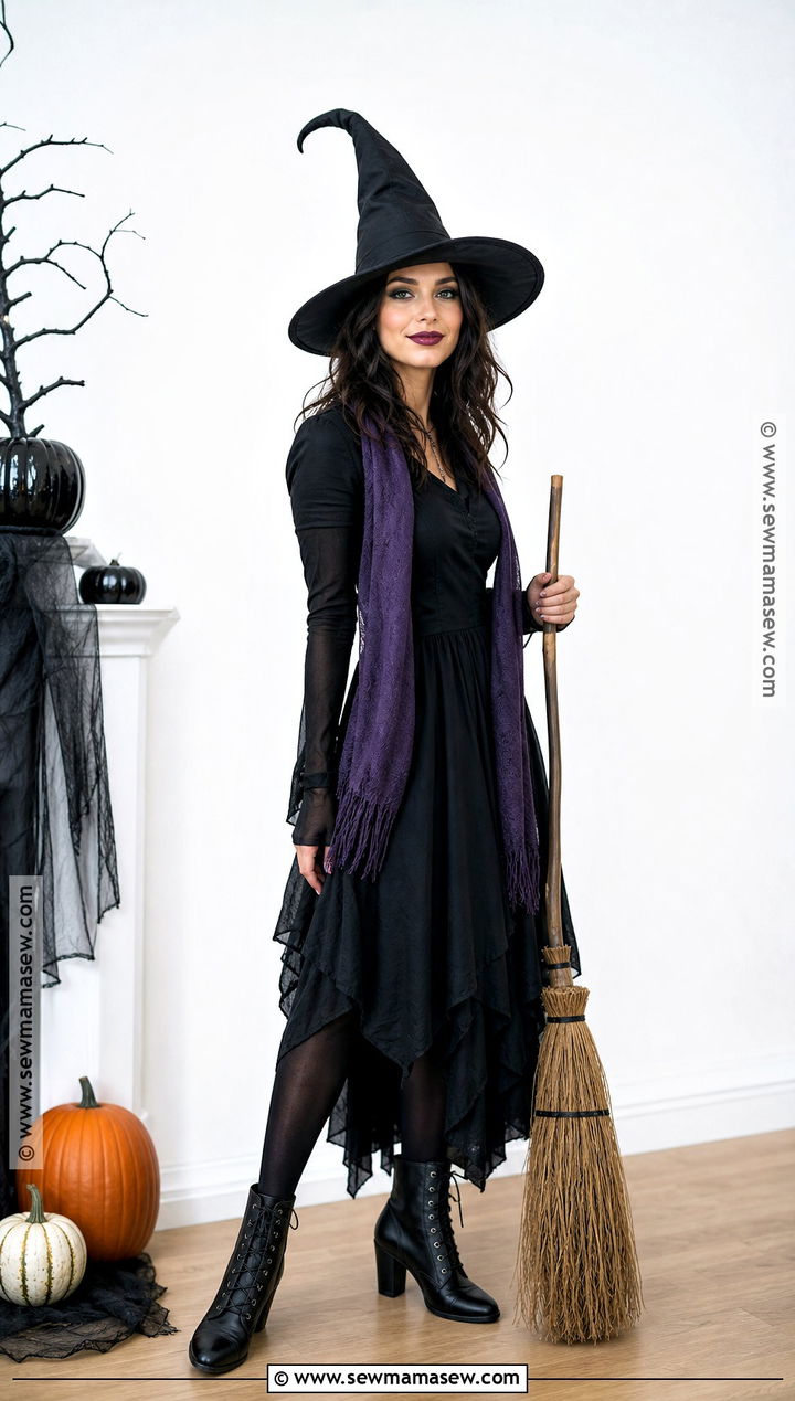 Classic Witch Costume With Black Dress - 35 last minute costume ideas for women