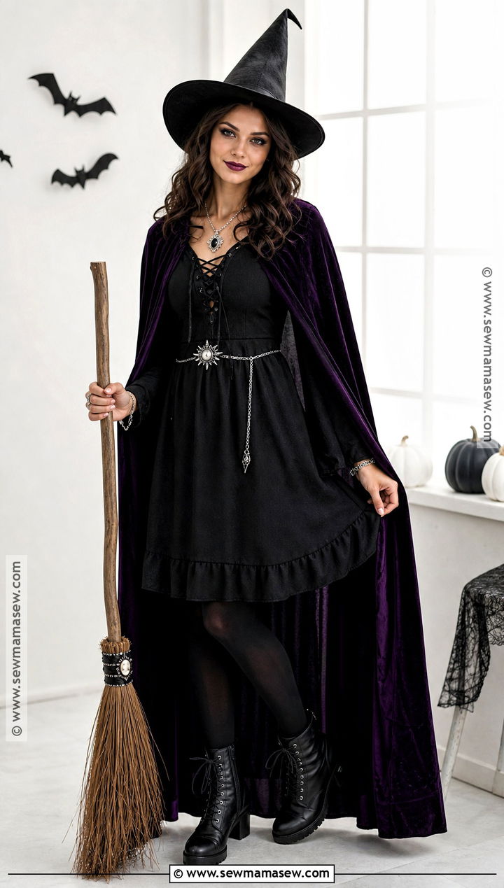 Classic Witch Costume With Black Dress - 35 quick easy halloween costumes for women