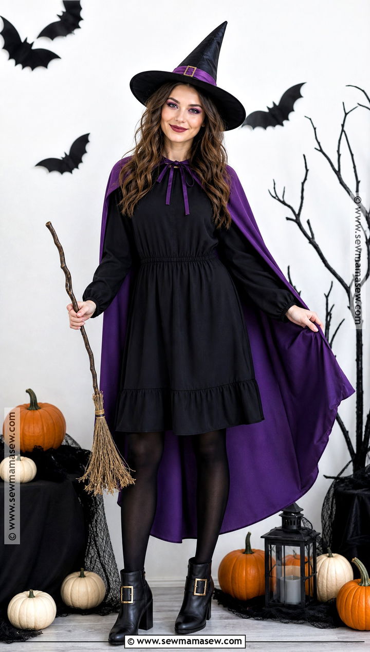 Classic Witch Costume With Black Dress - 45 easy last minute halloween costumes