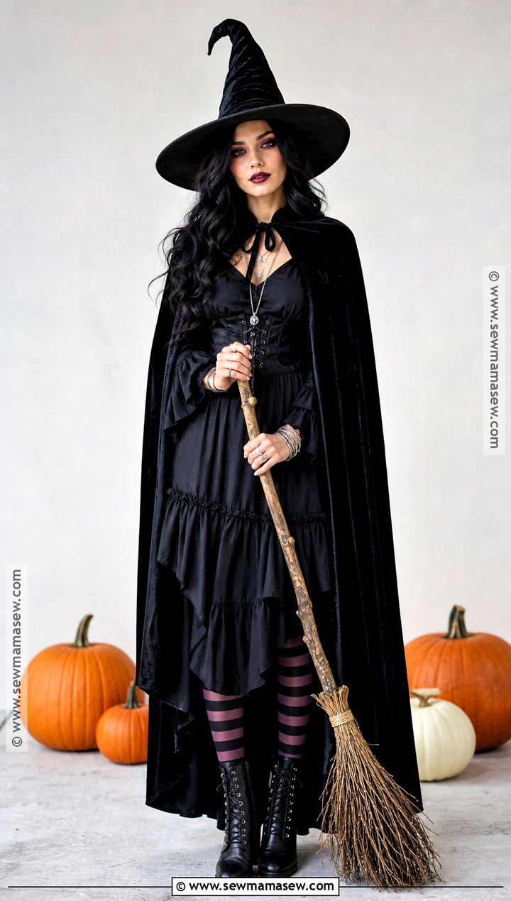 Classic Witch Costume With Black Dress - 50 costume ideas for women