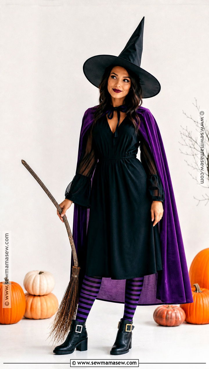 Classic Witch Costume With Black Dress - 50 easy halloween costumes for women