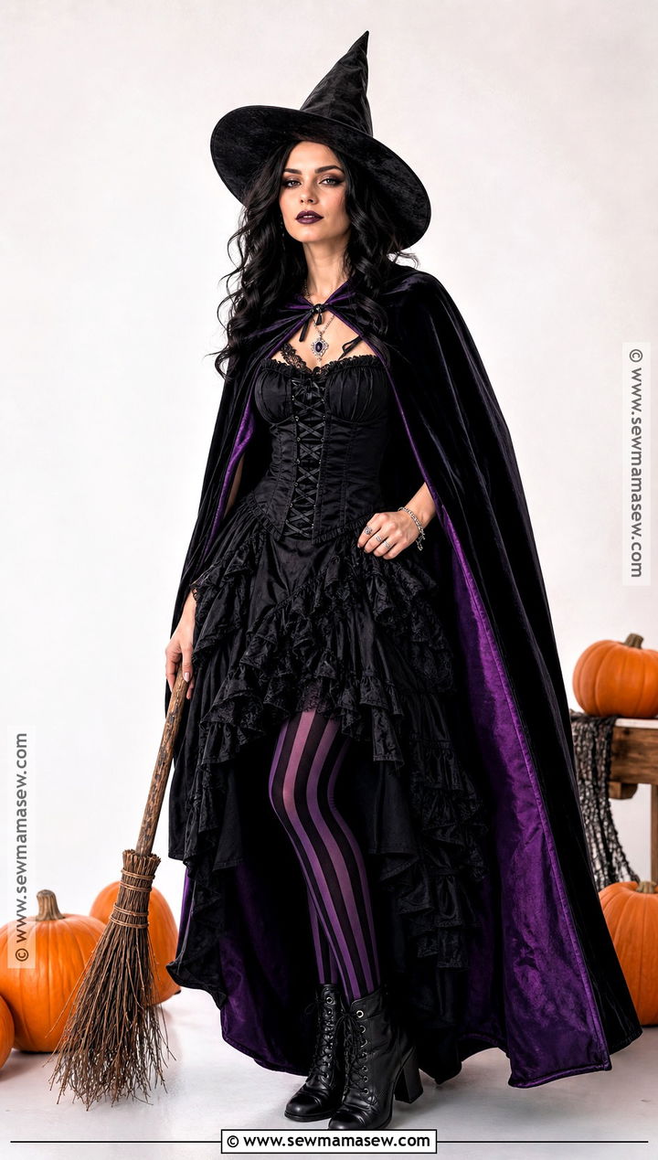 Classic Witch Costume With Black Dress - 50 halloween costumes ideas
