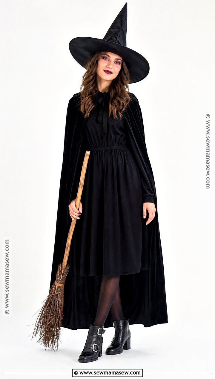 Classic Witch Costume With Black Dress - 30 easy last minute halloween costumes for women
