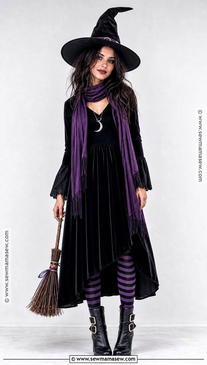 Classic Witch Costume With Black Dress - 30 simple halloween costume ideas for women