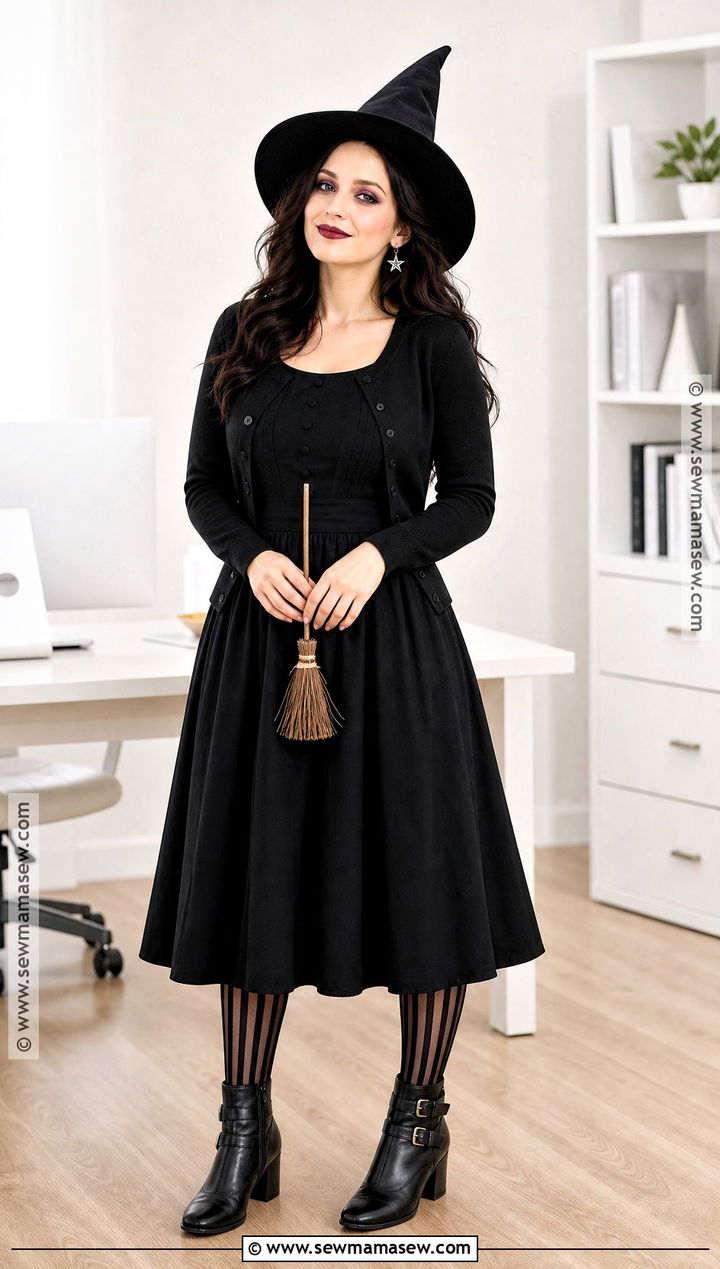 Classic Witch Costume With Black Dress - 35 easy halloween costumes for work