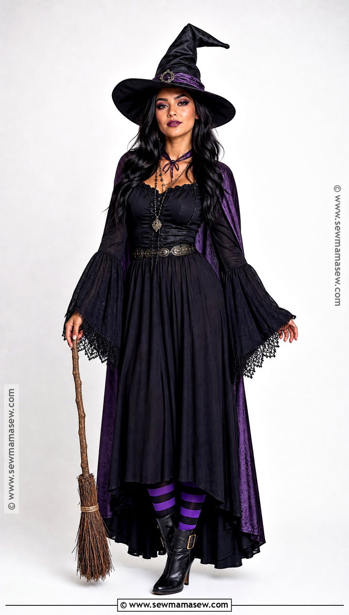Classic Witch Costume With Black Maxi Skirt - 30 halloween costumes black skirt