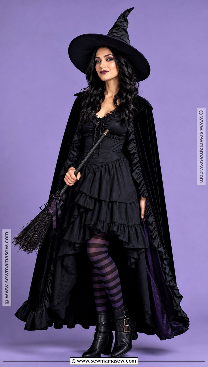 Classic Witch Costume With Flowing Black Hair - 45 black hair halloween costumes