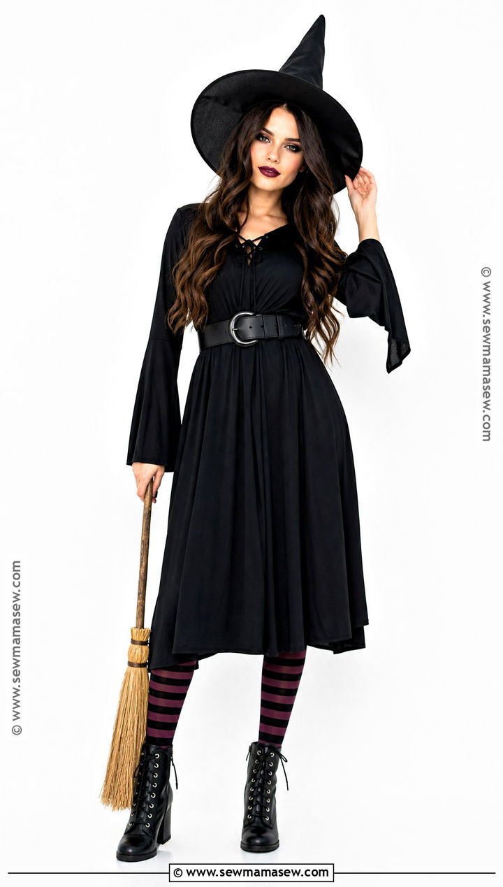 Classic Witch Costume With Pointed Hat - 30 black dress halloween costume ideas