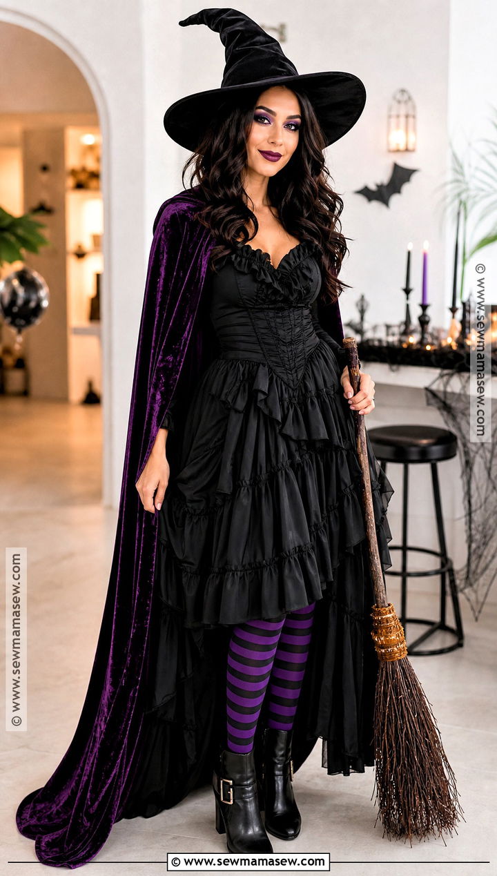 Classic Witch Costume With Purple Cape - 30 Trending Halloween Costumes