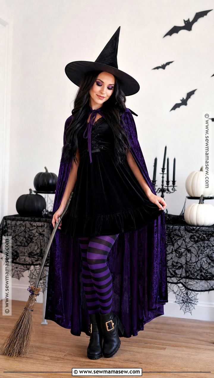 Classic Witch Costume With Purple Cape - 35 costumes for halloween