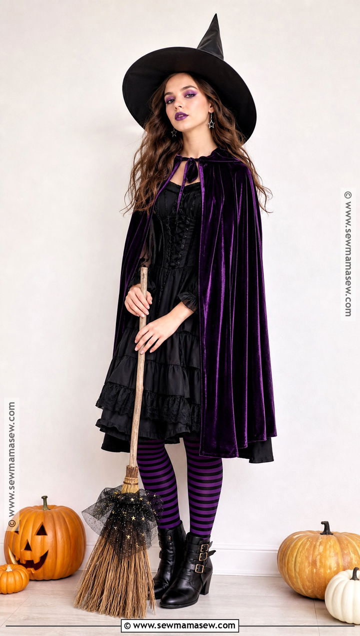 Classic Witch Costume With Purple Cape - 35 halloween costumes teenage girl solo