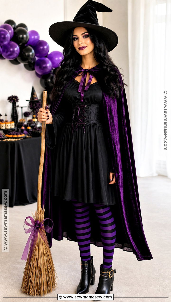 Classic Witch Costume With Purple Cape - 40 costume party ideas