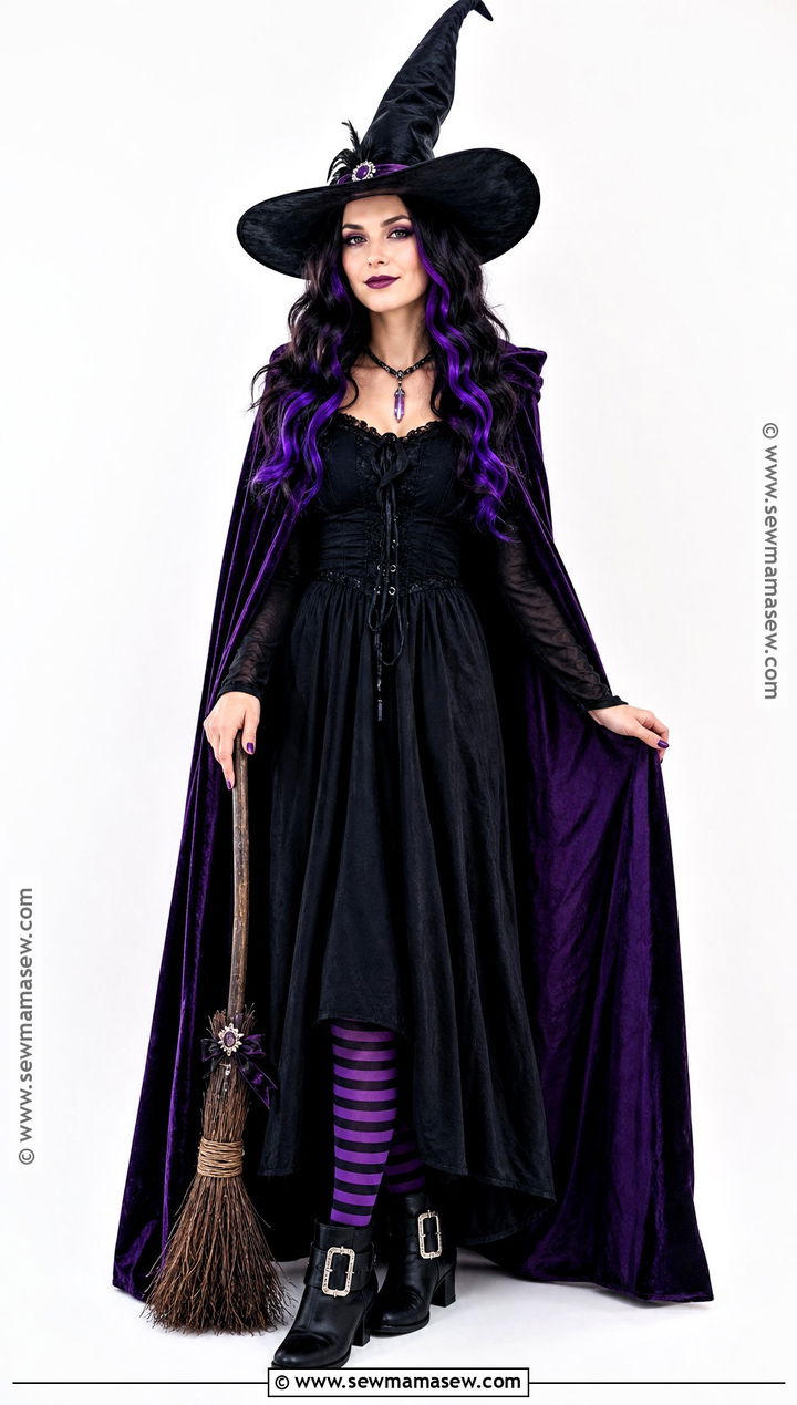 Classic Witch Costume With Purple Cape - 40 good halloween costumes