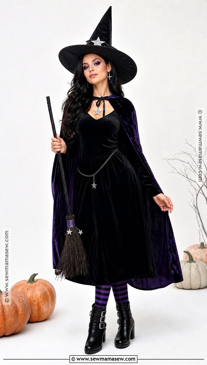 Classic Witch Costume With Purple Cape - 45 costume party ideas