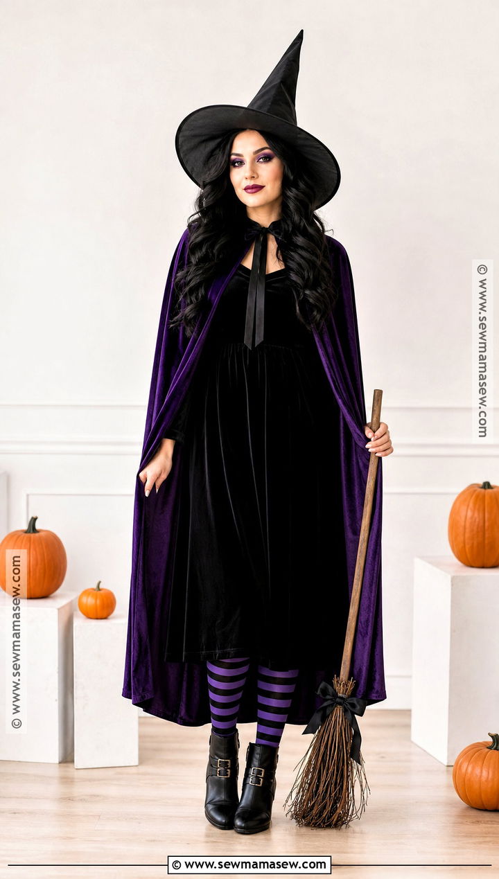 Classic Witch Costume With Purple Cape - 45 costumes ideas