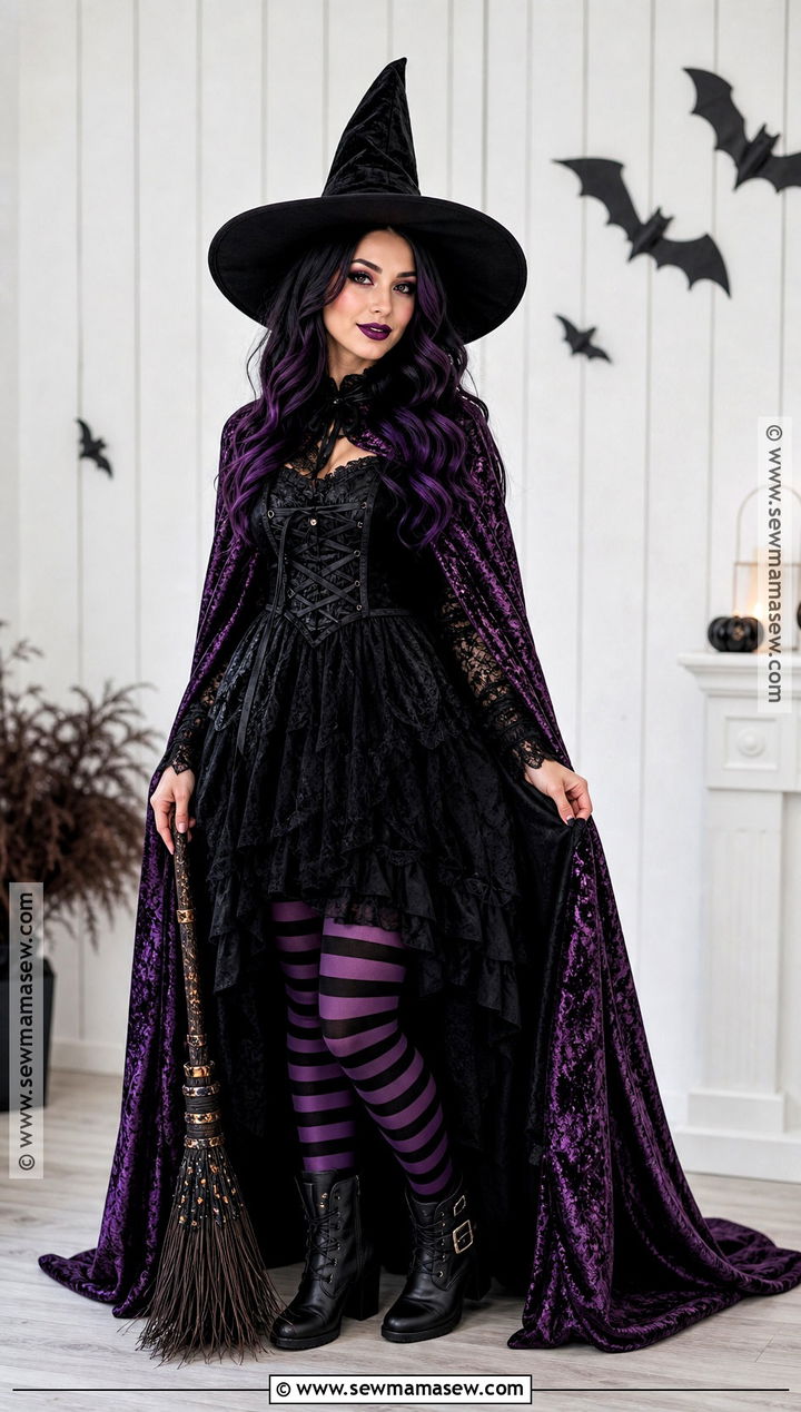 Classic Witch Costume With Purple Cape - 30 Fun Halloween Costumes for Women