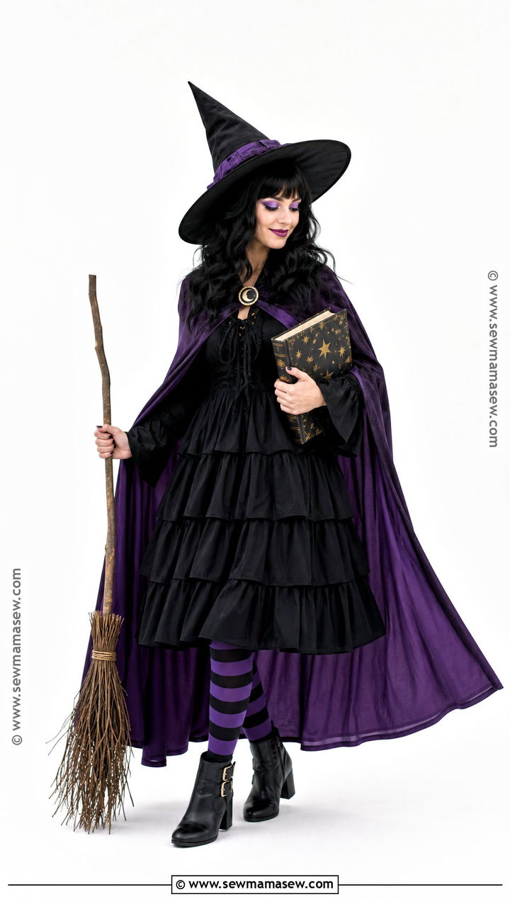 Classic Witch Costume With Wavy Black Hair - 35 black hair costume ideas
