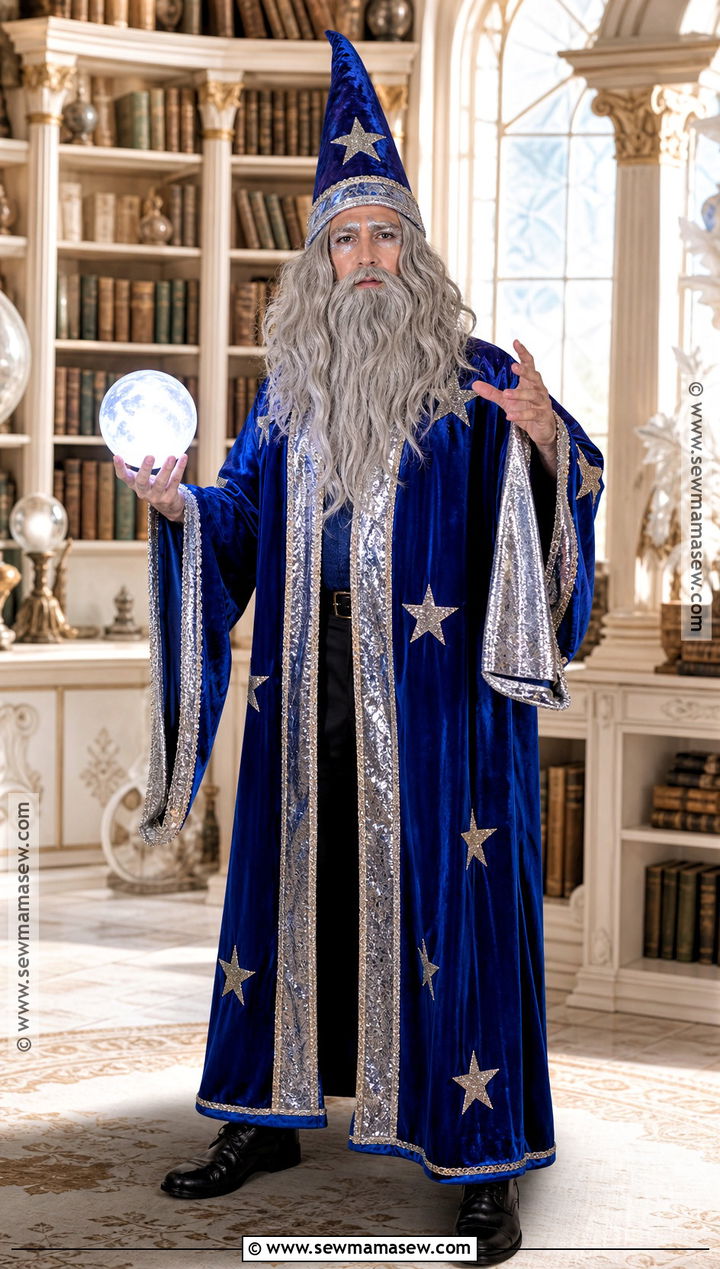 Classic Wizard Costume With Blue Robe - 35 halloween costumes male