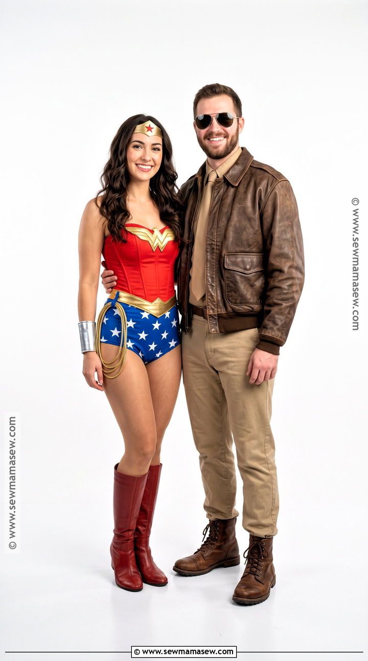 Classic Wonder Woman And Steve Trevor Couple Costume - 30 wonder woman couple costume ideas