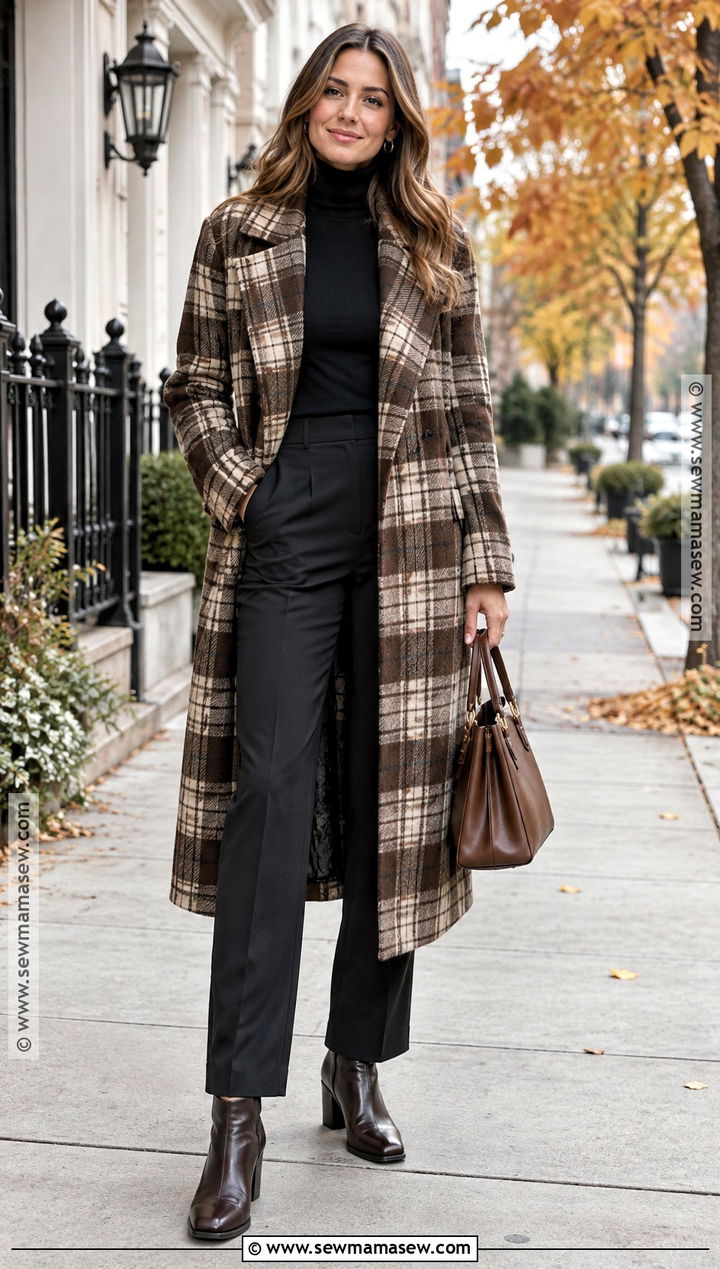 Classy Fall Plaid Coat Outfit - 20 fall fashion outfits classy