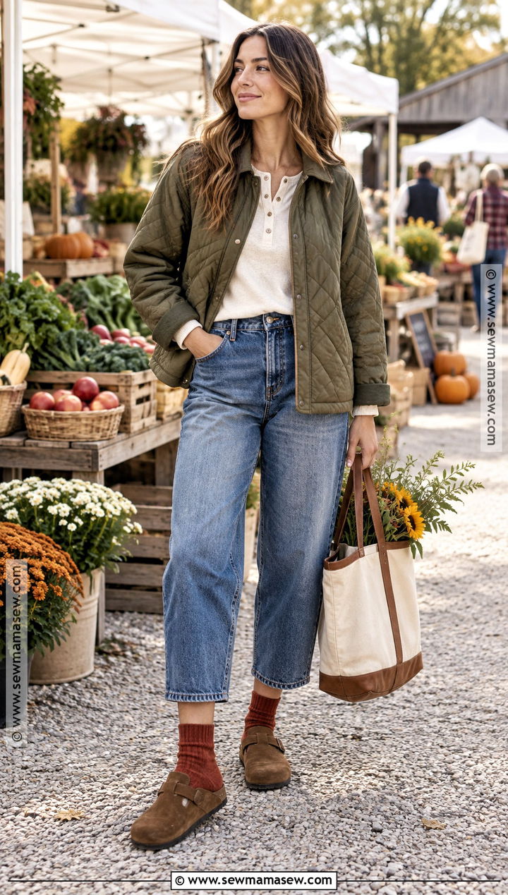 Clogs With Barrel Jeans and a Quilted Jacket - 15 womens shoes for fall