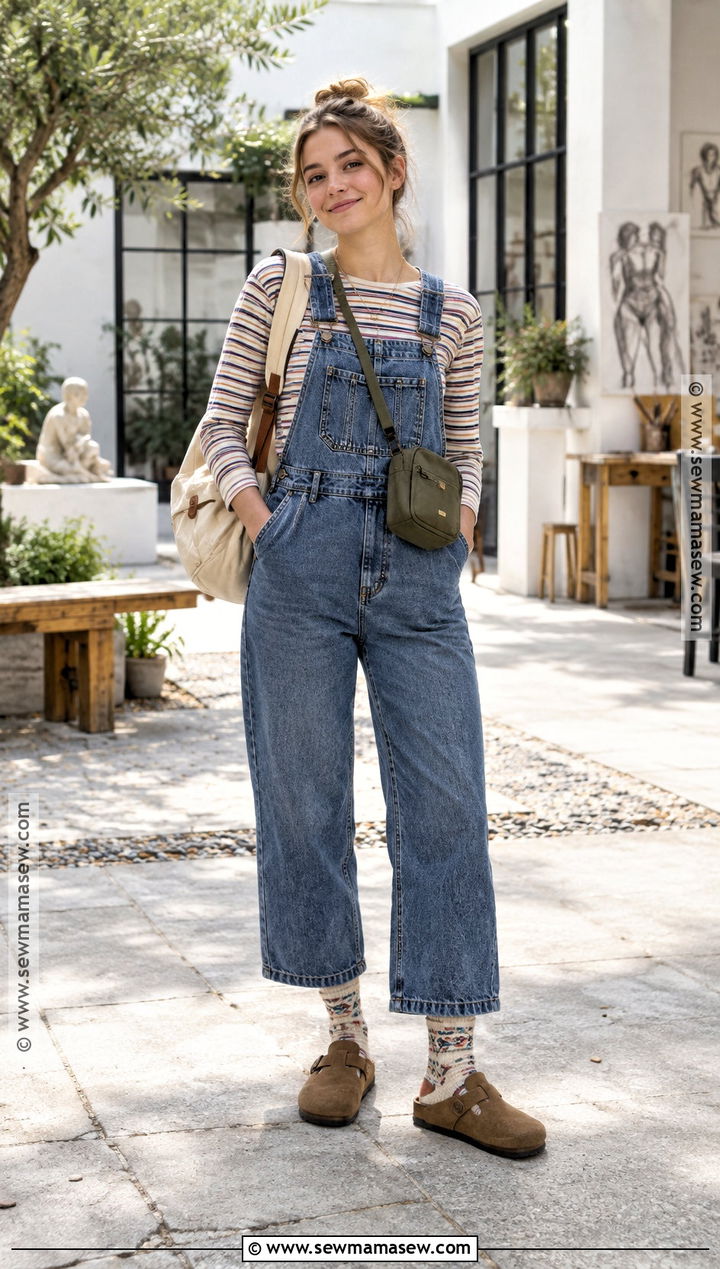 Clogs With Overalls And A T Shirt - 15 Back To School Footwear Style Ideas