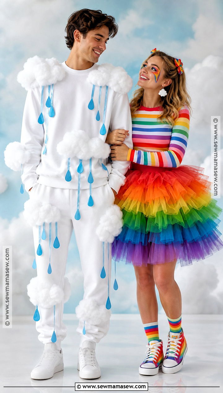 Cloud And Rainbow Couple Costume - 50 couple costumes for halloween