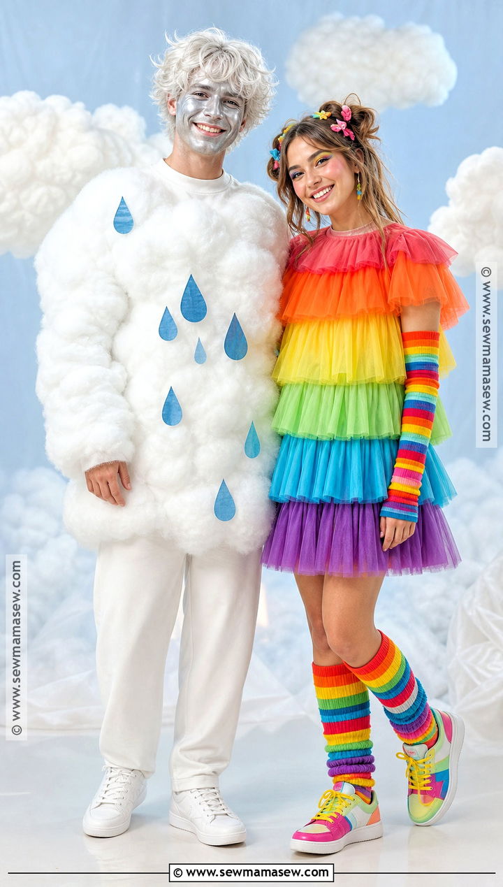 Cloud And Rainbow Couple Costume - 35 clever couples halloween costumes