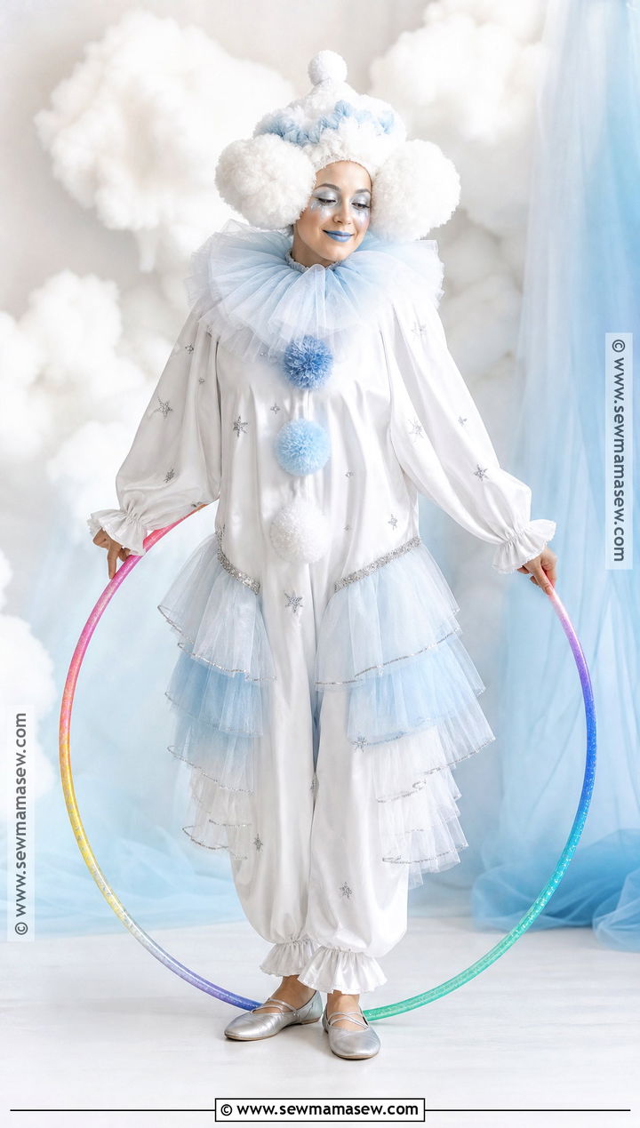 Cloud Clown Costume With White Ruffles - 30 Costume Clown Ideas