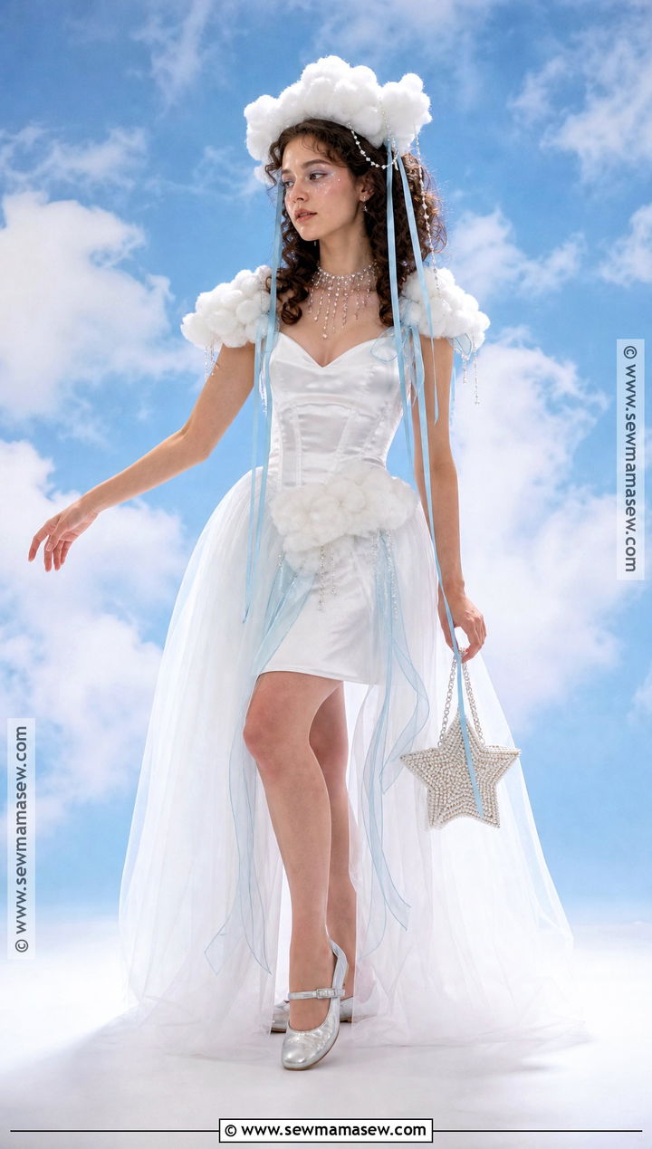 Cloud Goddess Costume With White Tulle - 35 halloween aesthetic costume ideas