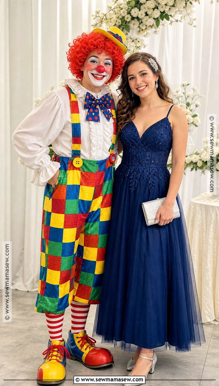 Clown And Prom Gown Costume - 50 rhyme without reason costume ideas