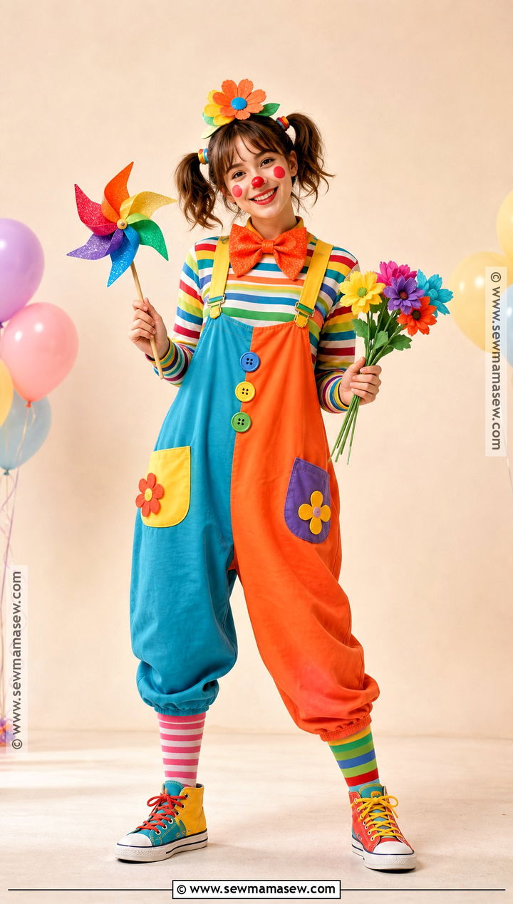 Clown Costume With Colorful Suspenders - 50 simple halloween costumes