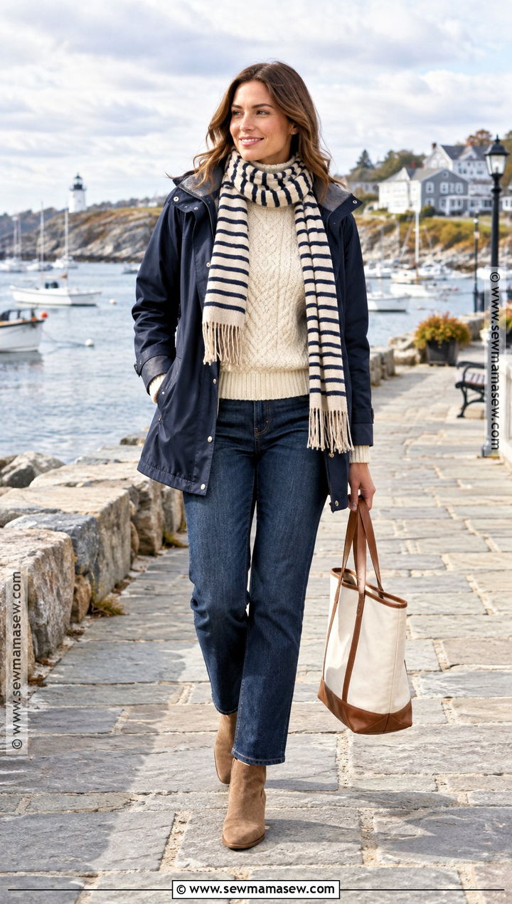 Coastal Autumn Fisherman Sweater Outfit - 30 autumn aesthetic outfit ideas