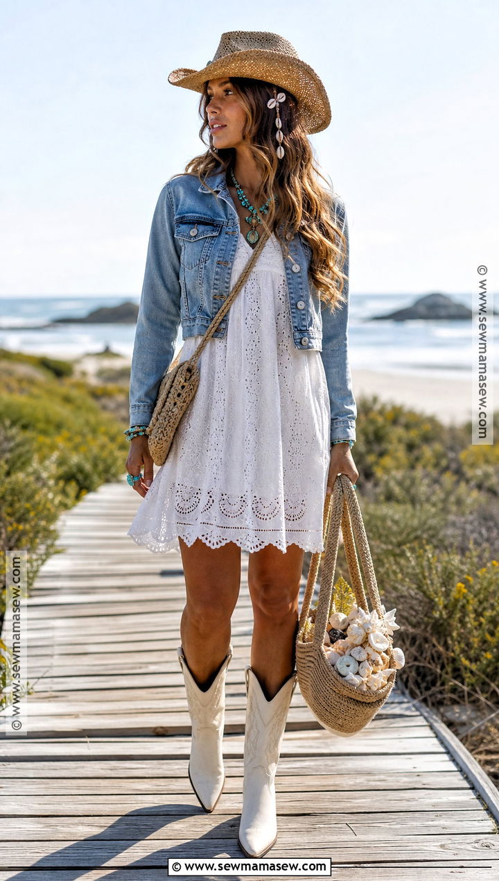 Coastal Cowgirl Costume With White Boots - 30 aesthetic costumes