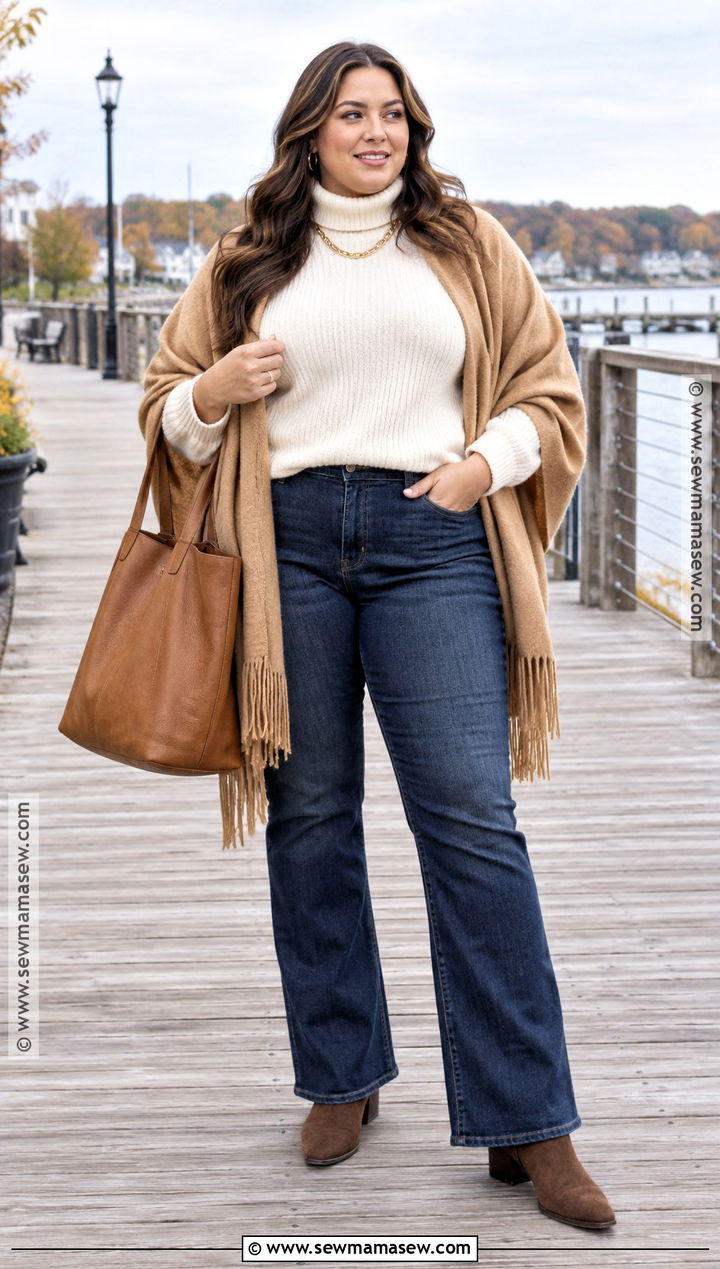 Coastal Turtleneck and Dark Wash Jeans Outfit - 15 fall costal outfit ideas