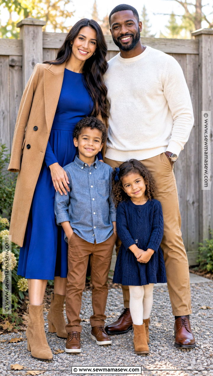 Cobalt Blue And Camel Family Outfit - 15 fall blue family outfits