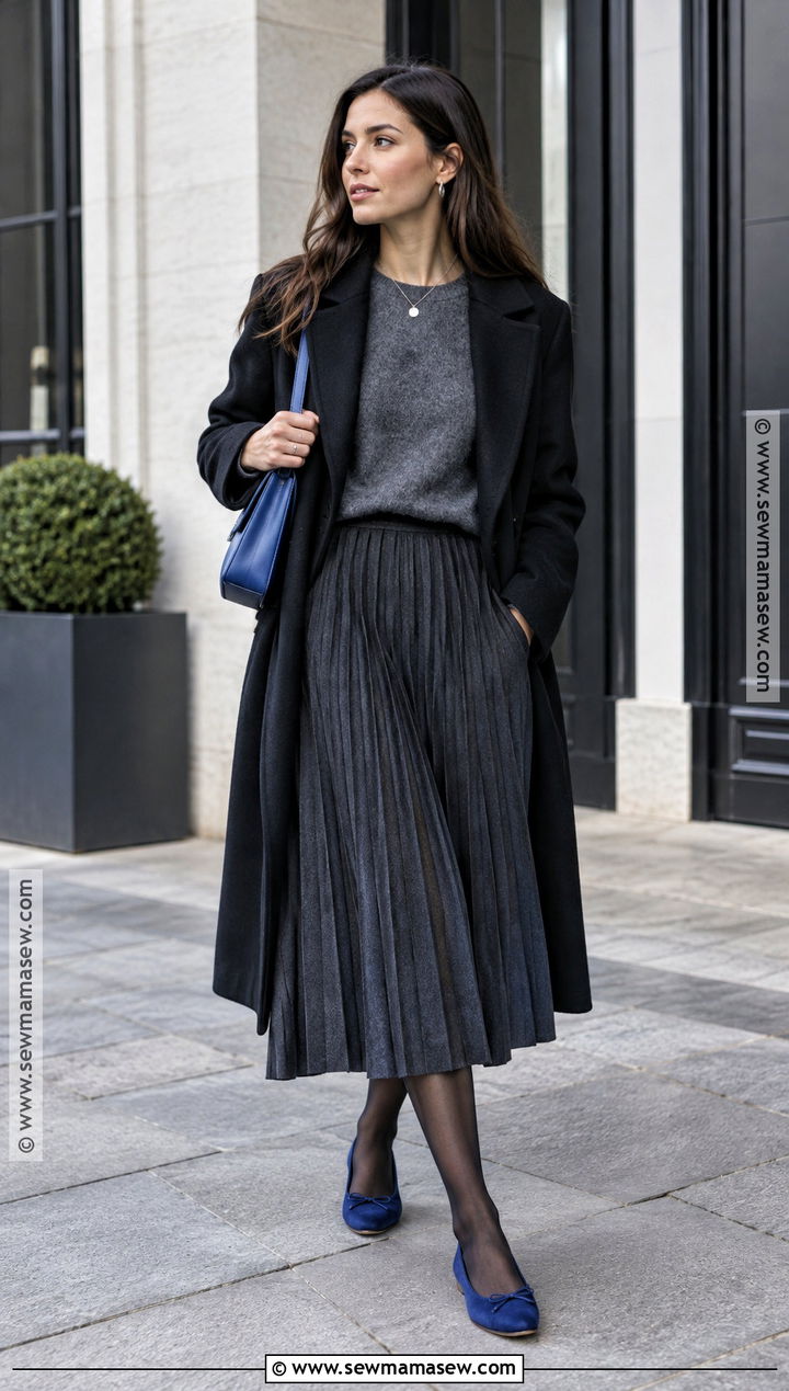 Cobalt Blue Ballet Flats Fall Outfit - 15 colorful fall shoes