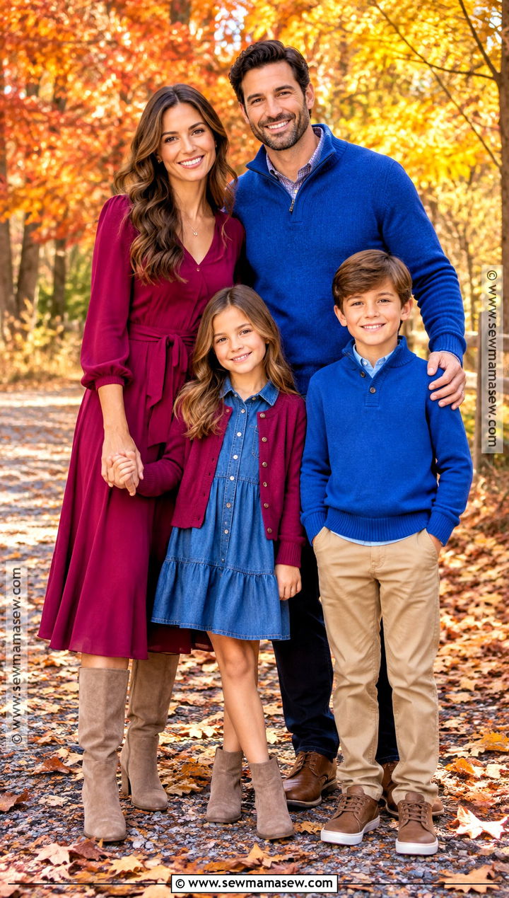 Cobalt Blue and Berry Family Photo Outfits - 15 fall family pictures outfits jewel tones