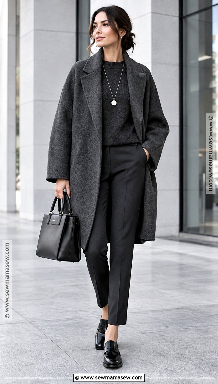 Cocoon Coat With Monochrome Knitwear - 20 fall fashion coats